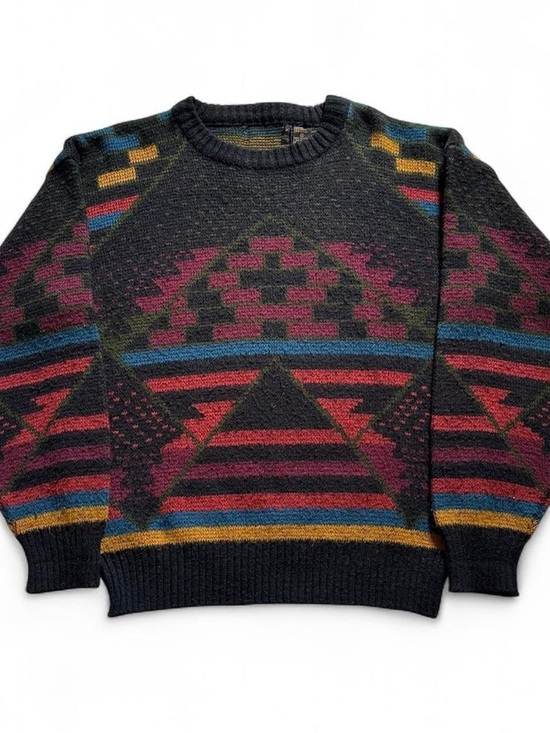 Other - Vintage 1990s Men's Western Multicolor Geometric Crewneck Sweater Medium